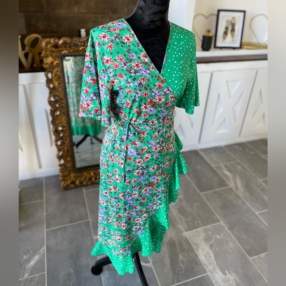 Green Floral Maternity Midi Dress Influence Be Beautiful Wrap Around